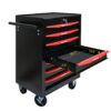 Rolling Metal Tool Chest With 7 Drawers, Steel Storage Cabinet With Ball Bearing Slides - Black / Red - Image 9