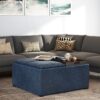 Avalon - Square Coffee Table Storage Ottoman - Denim Blue - Image 7