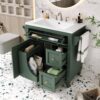 Bathroom Vanity With Top Sink, Modern Bathroom Storage Cabinet & 2 Drawers And A Tip-Out Drawer, Single Sink Bathroom Vanity - Green - Image 4