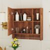 Wall Mounted Bathroom Storage Cabinet With Mirror Door, Medicine Cabinet, Over The Toilet Storage Cabinet With Shelves And Towel Rack - Walnut Brown - Image 7