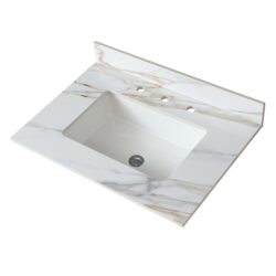 Vanity Top With Undermount Sink And Backsplash - White Marble
