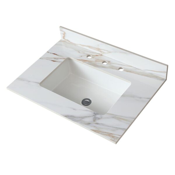 Vanity Top With Undermount Sink And Backsplash - White Marble
