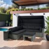 7 Piece Patio Furniture Set With Retractable Canopy Wicker Rattan Sectional Sofa Set Patio Furniture With Washable Cushions For Lawn, Garden, Backyard, Poolside Wicker And Cushion - Gray / Black - Image 4
