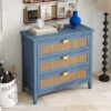 3 Drawer Cabinet Natural Rattan Suitable For Bedroom - Blue - Image 5