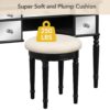 Dressing Table Set With Mirrored Drawers And Stool, Tri-Fold Mirror, Makeup Vanity Set For Bedroom - Black - Image 8
