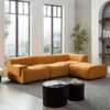 Sectional Sofa With Durable Fabric And High Density Sponge, Solid Wood Frame, 4 Seats - Orange - Image 5