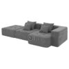 3 Piece Free Combination L Shaped Modular Sectional, Minimalist Floor Couch Set, Convertible Foam Filled Cloud Compressed Couch For Living Room - Gray - Image 6