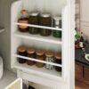 Farmhouse Kitchen Pantry Sideboard With Cabinet And Drawer, Multi Functional Kitchen Buffet With Hutch And Glass Holder, Microwave Stand With Charging Station - Brown / Antique White - Image 17