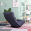 Adjustable Japanese Reclining Floor Chair Sofa With Metal Frame For Living Room & Balcony - Navy - Image 14