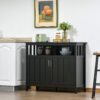 Homcom - Sideboard Buffet Cabinet, Kitchen Cabinet, Coffee Bar Cabinet With 2 Doors And Adjustable Shelves For Entryway Living Room - Black - Image 8