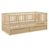 Twin Size Daybed With Fence Guardrails And 2 Drawers, Versatile Split Floor Bed & Daybed - Natural - Image 15