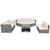 Patio Furniture Set Outdoor Daybed Rattan Sectional With Cushions And Center Table - Beige - Image 19
