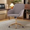 Adjustable Office Chair, Ergonomic Swivel Chair Velvet, Comfortable For Long Sitting - Gray - Image 4