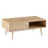 41.34" Rattan Coffee Table, Sliding Door For Storage, Solid Wood Legs, Modern Table For Living Room - Natural - Image 9