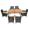 7 Piece Outdoor Patio Wicker Dining Set Patio Wicker Furniture Dining Set - Black / Cream - Image 17