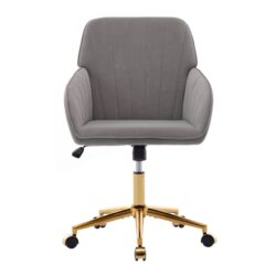Adjustable Office Chair, Ergonomic Swivel Chair Velvet, Comfortable For Long Sitting - Gray