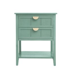 2 Drawer Side Table, American Style, End Table, Suitable For Bedroom, Living Room, Study - Light Green