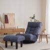 Adjustable Japanese Reclining Floor Chair Sofa With Metal Frame For Living Room & Balcony - Navy - Image 18