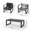 4 Piece Outdoor Chair Set With Weather Resistant Cushion - Dark Gray - Image 3