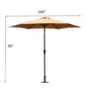 8.8' Outdoor Aluminum Patio Umbrella, Patio Umbrella, Market Umbrella With 33 Pounds Round Resin Umbrella Base, Push Button Tilt And Crank Lift - Taupe - Image 3