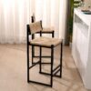 Bar Stools (Set of 2) Paper Rope Weave Dining Chairs With Back Hand Weave Stools For Kichen Island, Bar & Counter - Honey - Image 5