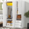 2 Doors Wardrobe Storage For Bedroom With Shelves And 3 Drawers - White - Image 10