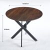 Dining Table With Cross Metal Leg And MDF Top, Modern Space Saving Kitchen Table For Living Room, Round Table - Black / Dark Walnut - Image 5