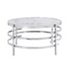 32.48'' Chrome Round Coffee Table With Sintered Stone Top & Sturdy Metal Frame, Modern Coffee Table For Living Room - Silver - Image 6