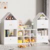 Versatile Children's Bookshelf With House-Shaped Design Multifunctional Storage - White - Image 2