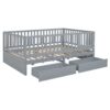 Full Size Daybed With Fence Guardrails And 2 Drawers - Gray - Image 3