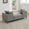 Chenille Upholstered Chaise Lounge With Nailheads And Rubberwood Legs, Wide Sleeper Sofa With 4 Throw Pillows & 2 Bolsters - Gray - Image 7