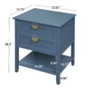 2 Drawer Side Table, American Style, End Table, Suitable For Bedroom - Blue - Image 3