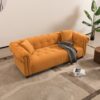 Retro Medieval Style Sofa With Roll Arms And Throw Pillows - Orange - Image 4