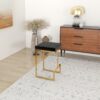 Joel - Mid-Century Modern Luxury Upholstered Stool - Black / Gold - Image 12