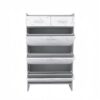 High Glossy Doors Shoe Rack 3 Doors Shoe Cabinet With 2 Drawers - Medium Gray - Image 7
