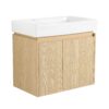 Modern 24" Bathroom Vanity With Ceramic Basin, Wall Mounted Floating Sink Combo, Wooden Storage Cabinet - Oak - Image 2
