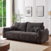 Lamb's Wool 2 Seater Cushion Sofa Comfortable Sofa For Living Room Bedroom And Other Casual Spaces Lamb's Wool Sofa With 2 Cushions And 2 Ball Pillows (Set of 2) - Gray - Image 7