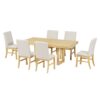 Topmax - 7 Piece Traditional Extendable Dining Table Set With Butterfly Leaf And 6 Upholstered Dining Table Set - Natural - Image 7