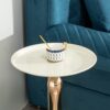 Modern Small Round Side Table For Small Spaces Carbon Steel Cocktail Table - Milk White - Image 8