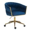 Woven Office Chair, Vanity Chairs With Wheels, Height Adjustable, 360 Degree Swivel For Bedroom, Living Room - Blue - Image 5