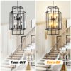 8 Light Metal Lantern Tiered Pendant Hanging Light Fixtures, Industrial Farmhouse Adjustable Height Chandeliers For Dining Room Hallway Foyer Entryway (E12 Bulbs Not Included) - Matte Black - Image 7