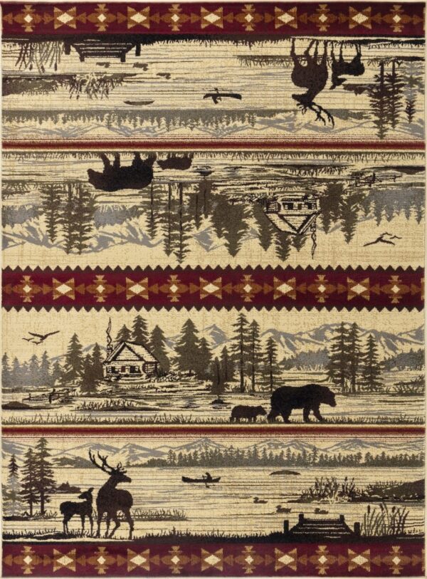 Nature's Nest - 2'7" X 7'3" Lodge Area Rug - Multi / Cream