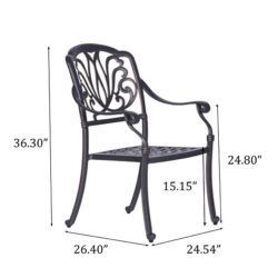 Patio Outdoor Aluminum Dining Armchair With Cushion (Set of 2) - Navy Blue