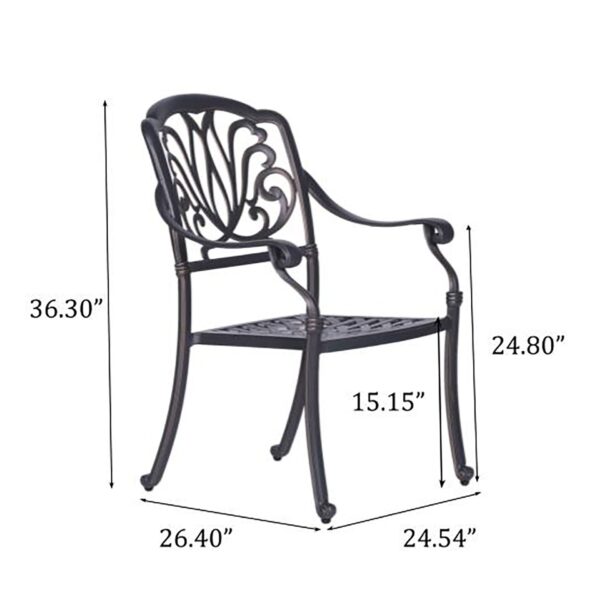 Patio Outdoor Aluminum Dining Armchair With Cushion (Set of 2) - Navy Blue