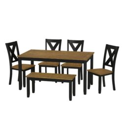 Radiant - 6 Piece Dining Table Set - Brown