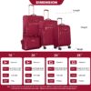 4 Piece Set (16/20/24/28), Softshell Suitcase Spinner Wheels Terylene Luggage Sets Carry On Suitcase Luggage Lightweight Durable Suitcase - Wine Red - Image 3