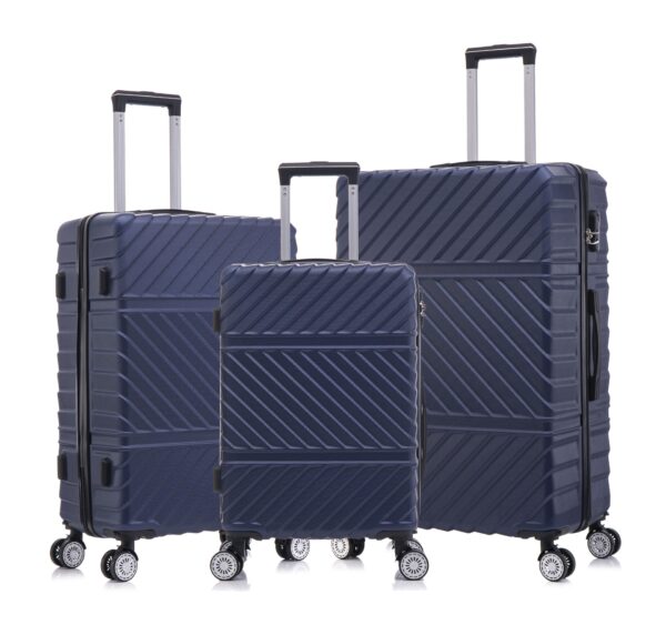 3 Piece Travel Lightweight Suitcase With Wheels, Password Lock, Business And Travel Carry On Luggage, (20" / 24" / 28") - Blue
