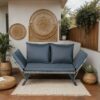 1 Pieces Patio Wicker Side Foldable Bench Patio Backyard Conversation Bench Gray Wicker - Dark Gray - Image 2