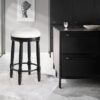 360° Swivel Wooden Barstools, 26" Counter Height (Set of 2) With Fabric Upholstered Seat - Black - Image 8