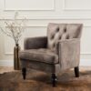 Vitality - Club Chair With Button Tufted Diamond Stitching And Turned Legs - Brown / Gray - Image 2